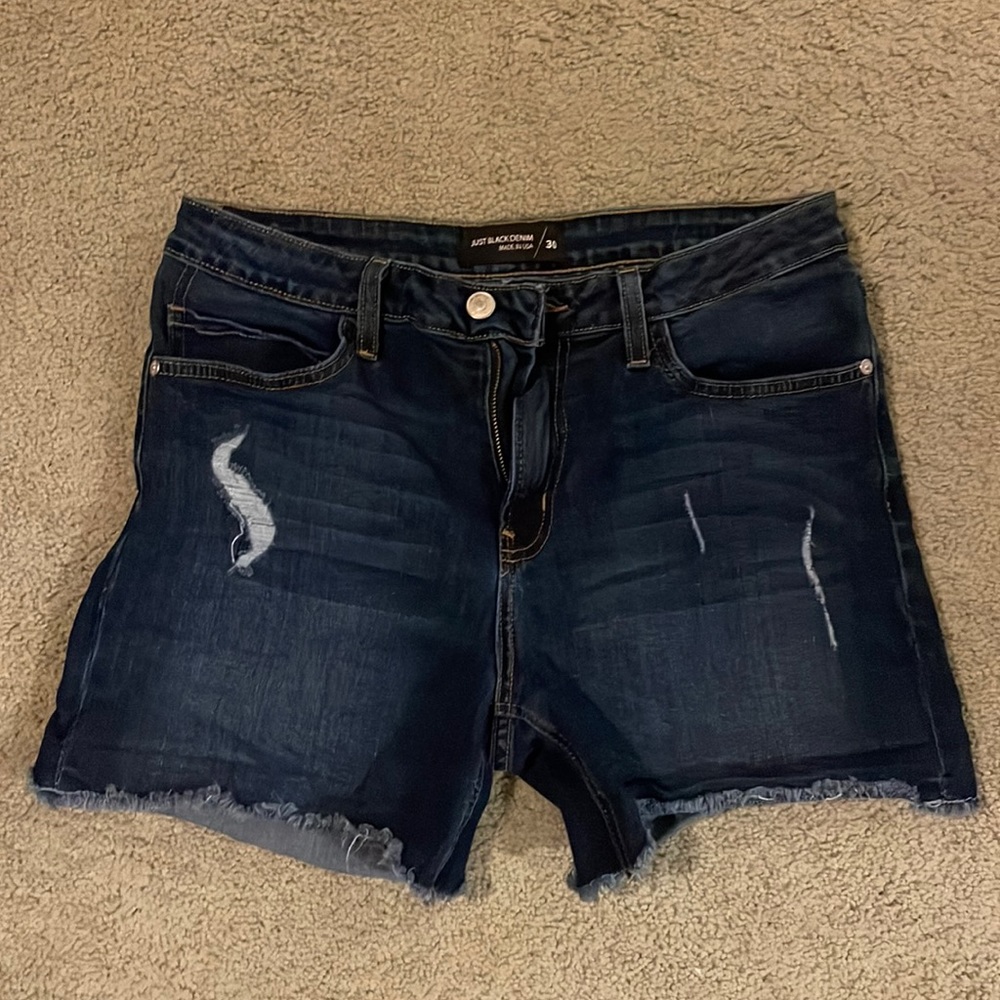 Just black denim shorts